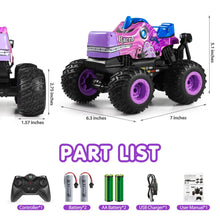 Load image into Gallery viewer, Remote Control Car, 2.4Ghz All Terrain Pony Monster Truck Toys, RC Truck with Music, 3 Lighting Effects, 360 Stunt (Pink)
