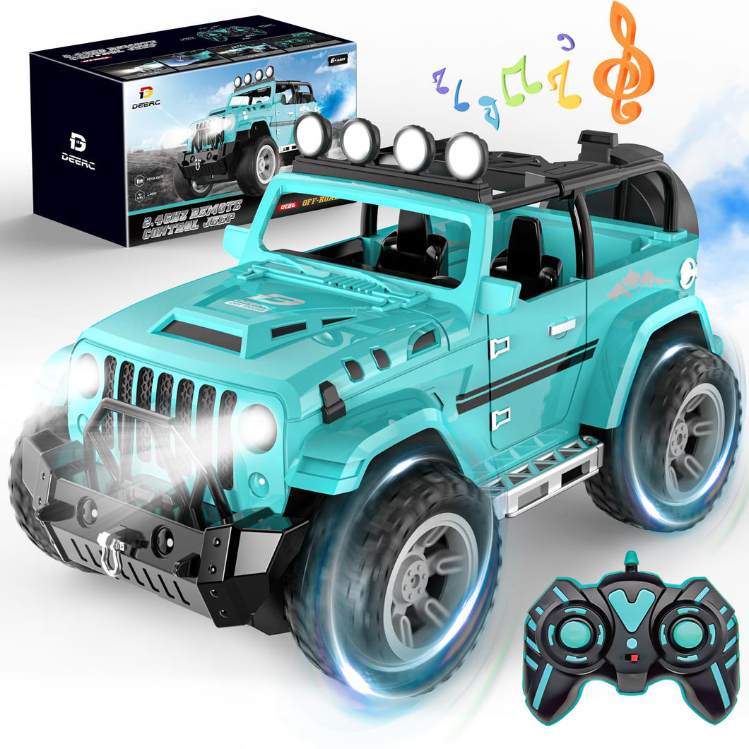 Remote Control Car with Fog Mist & Music, 1:16 Remote Control Truck for Boys, 2.4Ghz RC Car Toy with 2 Batteries, All Terrain
