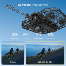 Load image into Gallery viewer, 8K Action Flying Camera, Foldable Drone with Camera with 42 KM/H Follow Speed, 10+ Fully Automatic Flight Modes, Fly Anywhere (Cycling Combo)
