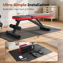 Load image into Gallery viewer, NICEPEOPLE Adjustable Weight Bench for Home Gym, 660LBS Capacity Workout Bench with 8 Backrests for Chest Shoulders Arms, Compact and Foldable Strength Bench for Small Space Apartment Room
