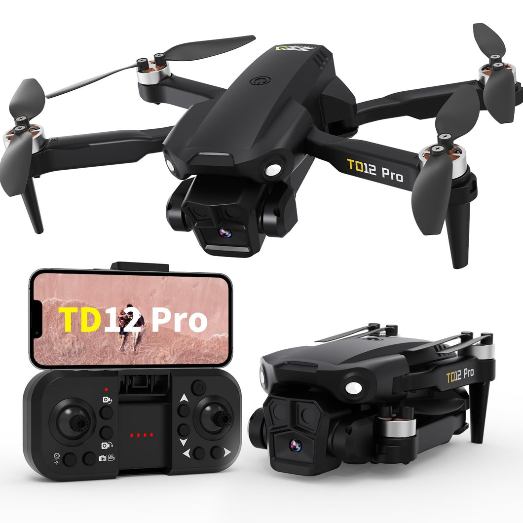 Drone with Camera 4K, Drones for Adults Level 3 Wind Resistance Optical Flow Positioning Brushless Motor 90° Electrically Adjustable Foldable RC