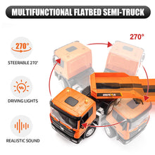 Load image into Gallery viewer, 1/24 Remote Control Semi Truck Toys, 9 Channel RC Semi Truck with Trailer, Construction Vehicle Toy with Sound and Light
