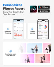 Load image into Gallery viewer, Merach Exercise Bike, Brake Pad/Magnetic Stationary Bike with Exclusive App- Greyycling Bike with 270LBS Weight Capacity, Dumbbell Rack and Fitness Courses for Weight Loss
