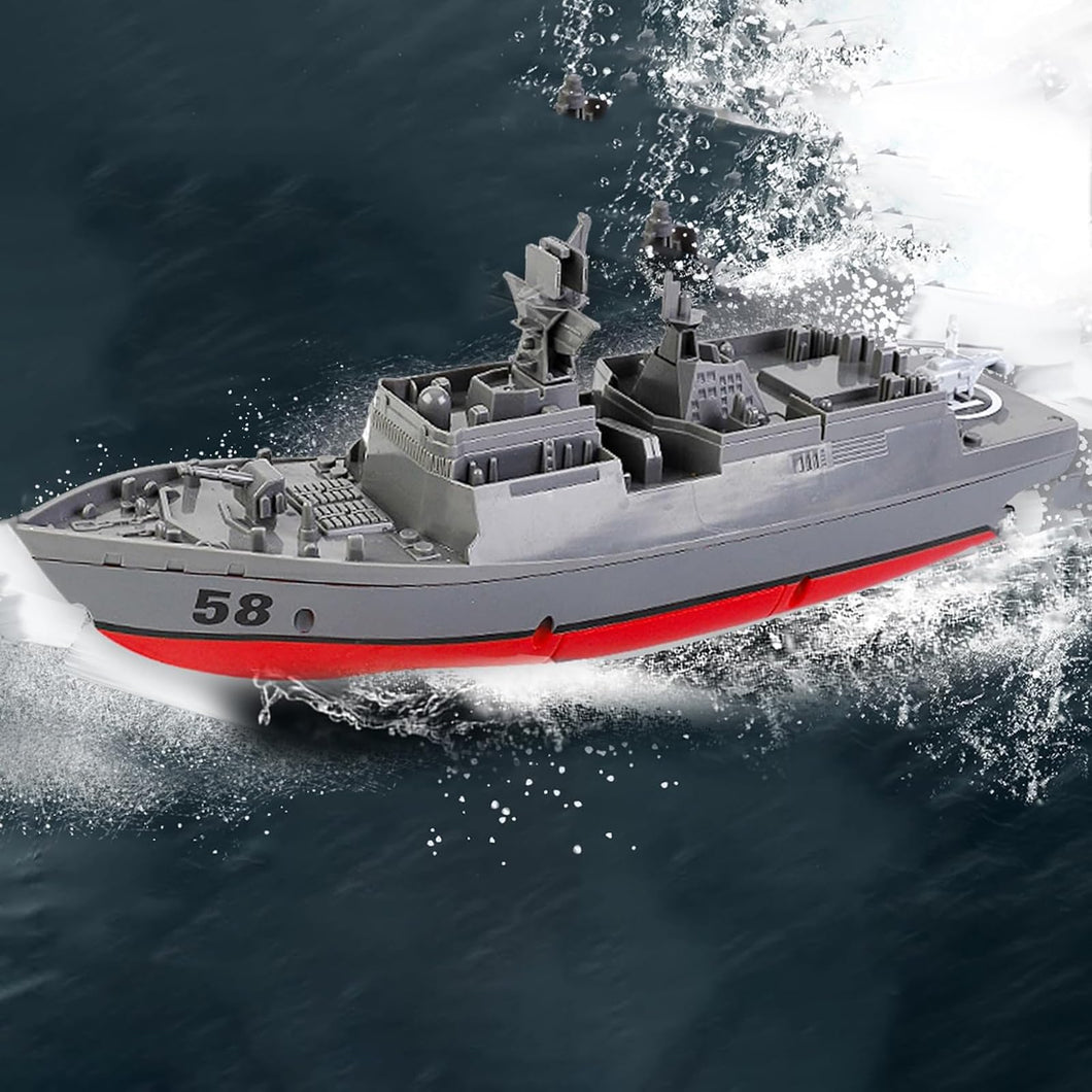 Remote Controlled Warship Battleship Destroyer Boat 10km/h 4WD 2.4G RC Boat On Water Lakes Pools Exhibits Models for Boys Kids