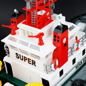 US Seaport Super Work Boat RC Tugboat 2.4Ghz Radio Control Tug Boat Tow Model 23" Harbor Fire Fighting Ship Rescue Spurt Water Fireboat