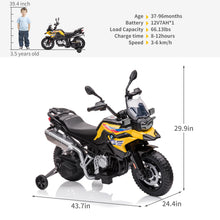 Load image into Gallery viewer, 12V 7Ah Electric Ride On Vehicle for Kids, Licensed BMW Motorcycle with 2 Speeds, Kids Motorcycle, LED Lights, Spring Suspension, Music
