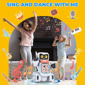 Robot Toys for Kids, Programmable Remote Control Toy, Interactive Toys with Talking Flash Cards, Smart Robot with LED