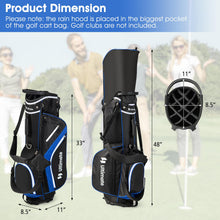 Load image into Gallery viewer, ULTIMATE 14-Way Golf Stand Bag, Portable Golf Bag w/ 6 Pockets,Cooler Bag &amp; Waterproof Valuable Pocket, Rain Hood, Ergonomic Dual Strap System &amp; Carrying Handles, 5 LBS Lightweight for Adults (Blue)
