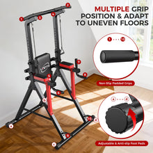 Load image into Gallery viewer, Power Tower Pull Up Bar Free Standing,13-Level Adjustable Height Dip Station with X-Frame Stability, Multi-Grip Handles, Backrest, Home Gym Strength Training Equipment 400LBS
