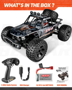 1:10 Scale Beginner RC Truck, 4WD High Speed 48km/h All Terrains RC Car Off Road Waterproof RC Buggy Toys for Boys Kids and Adults
