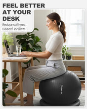 Load image into Gallery viewer, Trideer Exercise Ball for Office Desk, Yoga Ball Chair to Relieve Back Pain, Stability &amp; Fitness Ball- Black
