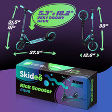 Load image into Gallery viewer, Kick Scooter for Kids Ages 6-12 - Large Sturdy Wheels, Anti-Shock Suspension with Adjustable Handlebar Up to 41&quot; High for Kids, Teens &amp; Adult, Max Load 220 Lbs
