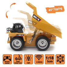 Load image into Gallery viewer, Remote Control Dump Truck 2.4Ghz 4WD RC Truck 6 Channel Mine Construction Vehicle Toy Machine Model
