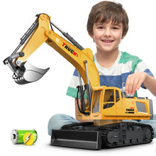 Load image into Gallery viewer, 21&quot; Large Remote Control Excavator Toy with Metal Bucket &amp; Dozer Blade, 15-Channel RC Excavator Toys, 120+Mins/Spray/Sound/Light
