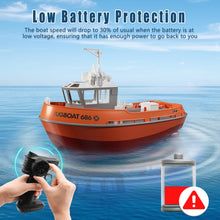 Load image into Gallery viewer, RC Boat, 1/72 RC Tugboat for Pools and Lakes, High-Speed Remote Control Boat with 40 Mins Play Time and Low Battery Reminder for Kids and Adults
