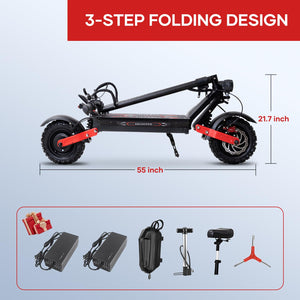 S3 Electric Scooter for Adults, 6000W Dual Motors, 60V 24Ah Battery, Up to 50MPH & 55 Miles, 11" Tires, Off-Road E-Scooter