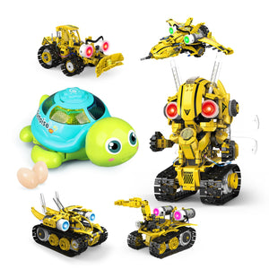 Multi-Age Educational Bundle: Egg-Laying Musical Turtle Baby Toy with Lights & Sounds for Tummy Time + 5-in-1