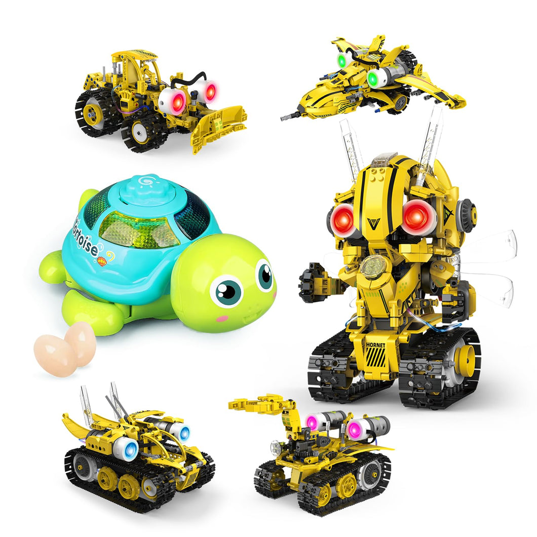 Multi-Age Educational Bundle: Egg-Laying Musical Turtle Baby Toy with Lights & Sounds for Tummy Time + 5-in-1