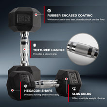 Load image into Gallery viewer, RITFIT Rubber Hex Dumbbells Set with Rack, 180-780LB Heavy-Duty Cast Iron Core, Knurled Chrome Handle, Space-Saving Storage Rack for Home Gym Strength Training
