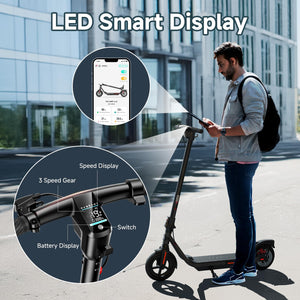 Electric Scooter for Adult, Up to 19 MPH and 20 Miles Long Range E Scooter, 8.5"/10" Solid and Pneumatic Tire, Portable Folding EScooter
