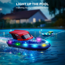 Load image into Gallery viewer, RC Boats 2 Pack for Kids 8-12, Remote Control Boat for Pool with LED Lights, 40 Mins Playtime (2 Batteries) &amp; One-Key Water Spray
