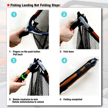 Load image into Gallery viewer, Fiblink Folding Aluminum Fishing Landing Net Fish Net with Extending Telescoping Pole Handle (Orange-Extend Length: 59-118 inches)
