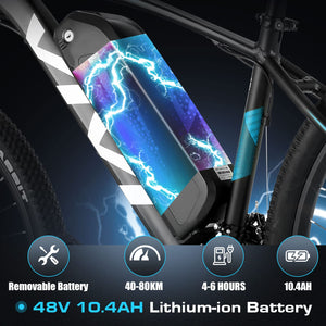 Electric Bike, 27.5" Electric Bike for Adults, Peak 750W Ebike 22MPH Electric Mountain Bike with 48V 499.2WH Battery
