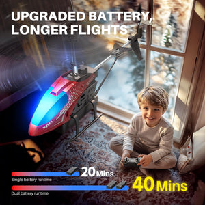 RC Helicopter, Remote Control Helicopter with 40 Mins Flight Time(2 Batteries), Auto Obstacle Avoidance, 7 LED Lights