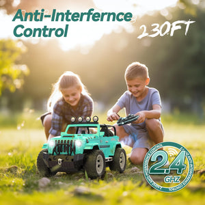 Remote Control Car with Fog Mist & Music, 1:16 Remote Control Truck for Boys, 2.4Ghz RC Car Toy with 2 Batteries, All Terrain