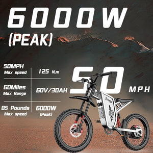 Electric Motorcycle for Adult, NX2 Pro Electric Dirt Bike 6000W(Peak) Motor 60V/35Ah Battery,50MPH/7Speed Off Road Electric (Light Blue)