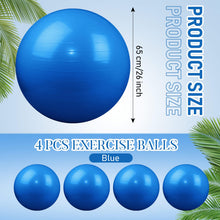 Load image into Gallery viewer, Leyndo 4 Pcs 26 Inch Yoga Exercise Ball Pilates Pregnancy Birthing Fitness Ball -(Blue)
