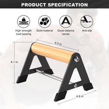 Load image into Gallery viewer, Mochantum Parallettes Bars - Wooden Push Up Bars with Non-Slip Aluminum Base, 660LB Capacity, Portable Calisthenics Equipment for Calisthenics, Handstand ,Strength Training &amp; Home Gym Workouts, Black, 6.5inch
