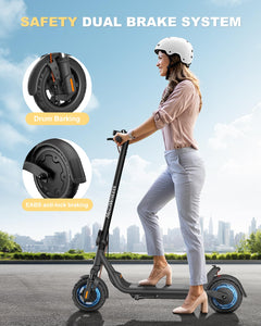 Electric Scooter A1C,Front Suspension Kick Scooter, 8.5 Solid Tires,300W Motor, Smart APP Control,15.5MPH