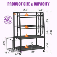 Load image into Gallery viewer, VOPEAK Dumbbell Rack for Home Gym, Adjustable Weight Rack Stand with Wheels, Heavy Duty Steel Storage Organizer for Dumbbells Kettlebells Yoga Mat, with Locking Casters &amp; Side Hooks
