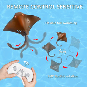 Pool Toys Remote Control Shark Boat, 2.4G RC Stingray Fish, Animal Water Toys for Kids Age 8-12, Kids Battery Pool Toys