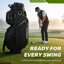 Load image into Gallery viewer, TUMMOCK Golf Cart Bag, 14-Way Top Divider with Multiple Storage Pockets, Handles and Rain Cover, Lightweight &amp; Durable Golf Bag for Men, Cart-Friendly Design (Black)
