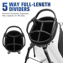 Load image into Gallery viewer, RIOROO 5 Way Golf Stand Bag with Full Length Dividers, Lightweight Golf Bag with Rain Cover, 6 Zippered Pockets &amp; Cooler Bag, Breathable Straps
