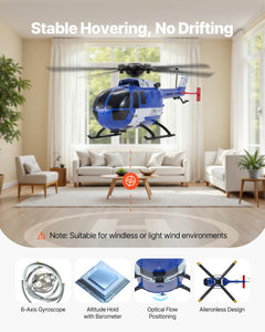 RC Helicopter, 2.4GHz 4-Propeller Remote Control Helicopter with 6-Axis Gyro, 4-Channel RC Airplane for Beginner, LED Light & One-Key Takeoff