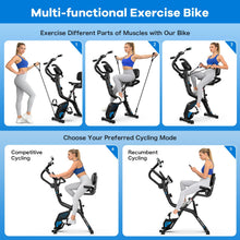 Load image into Gallery viewer, pooboo Folding Exercise Bike with Hand Crank, Multifunctional Stationary Bike -Black

