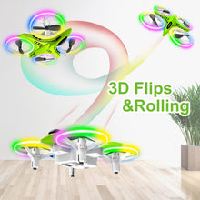 Load image into Gallery viewer, Dwi Dowellin Mini Drone for Kids Crash Proof LED Night Lights One Key Take Off Landing Flips RC Remote Control Small Flying Toys Drones for Beginners Boys and Girls Adults Nano Quadcopter, Green
