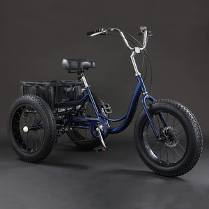 20''x4'' Tricycle for Adult, Men Women Sport Exercise Mountain Trike Cargo Backet, Cruiser 3 Wheel Bike Old Man Outdoor
