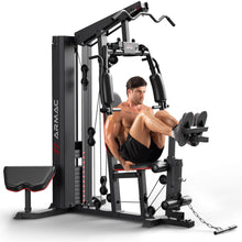 Load image into Gallery viewer, Sportsroyals Home Gym, Multifunctional Workout Station with 150LBS Weight Stack, Full Body Workout Machine with Pulley System for Strength Training (Black red)
