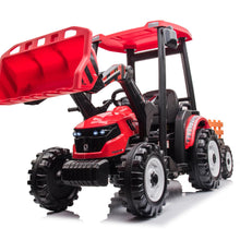 Load image into Gallery viewer, Pedal Tractors with Working Loader and Backhoe Digger, Kids&#39; Ride on Car Toys Electric Vehicles with Trailer, Digger for Toddlers (Red)
