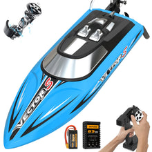 Load image into Gallery viewer, Brushless RC Boats for Adults, 30+MPH 17.7&quot; High Speed Remote Control Boat with Rechargeable Battery (Blue)

