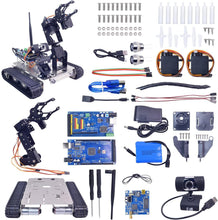 Load image into Gallery viewer, Geek Robot car kit for Mega 2560 Project 4DOF Manipulator Hd Camera Tank Chassis Programmable DIY Robotics Vehicle Toys
