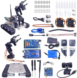 Geek Robot car kit for Mega 2560 Project 4DOF Manipulator Hd Camera Tank Chassis Programmable DIY Robotics Vehicle Toys