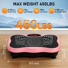 Load image into Gallery viewer, Vibration Plate Exercise Machine, 130 Levels Shake Fitness Vibrating Platform for Lymphatic Drainage Weight Loss, Bluetooth Fat Burner for Women Men, Pink
