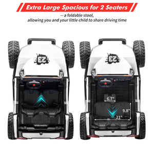 24V 2 Seater Ride on Car, 4WD UTV Electric Cars for Kids with Remote Control, 21" Large Seats, One Foldable Seat, 15.4" Large EVA Wheels