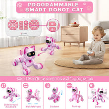 Load image into Gallery viewer, Remote Control Robot Cat, Programmable RC Smart Cat with Touch Sensing, LED Eyes Dance &amp; Music Walking Pets
