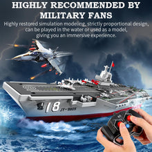 Load image into Gallery viewer, RC Boats for Kids 8-12, 16-inch Warship Battleship Aircraft Carrier with 2 Rechargeable Batteries, 15mph High Speed Remote Control Military Ship
